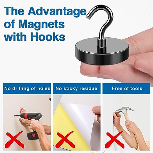 Magnetic Hooks Magnet Hook for Cruise Cabins 170LBS Essentials 6P (6 Count)