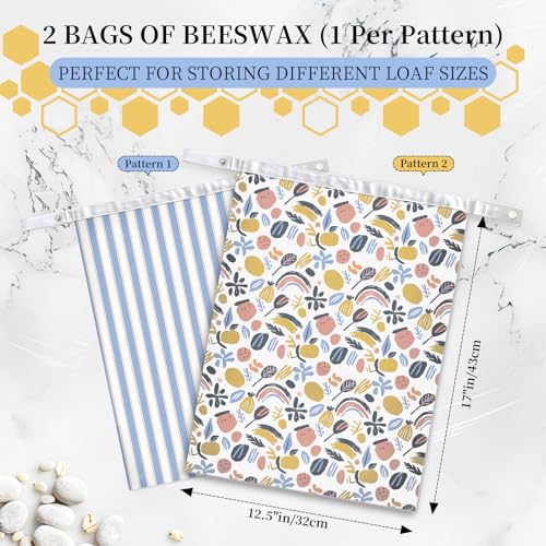 2 Pack Reusable Beeswax Bread Bags for Sourdough & Homemade Bread