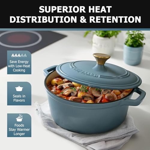 MUELLER HOME 7.5 Quart Enameled Cast Iron Pot Dutch Oven