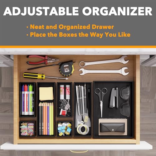 7 Piece Bamboo Drawer Organizer Storage Boxes Set