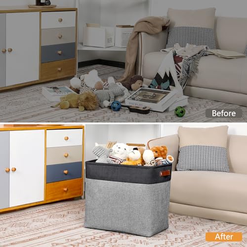 Grey Storage Baskets for Organizing 3 Pack Fabric Shelf Baskets for Gifts Empty Large Storage Organizer for Closet (3 Count)