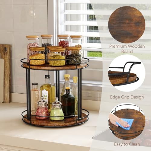 9'' Wood Lazy Susan Turntable Organizer for Cabinet