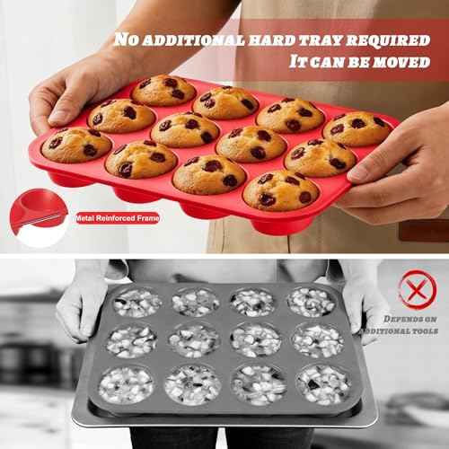 2Pack Silicone Muffin Pans with Metal Reinforced Frame (2 Count)