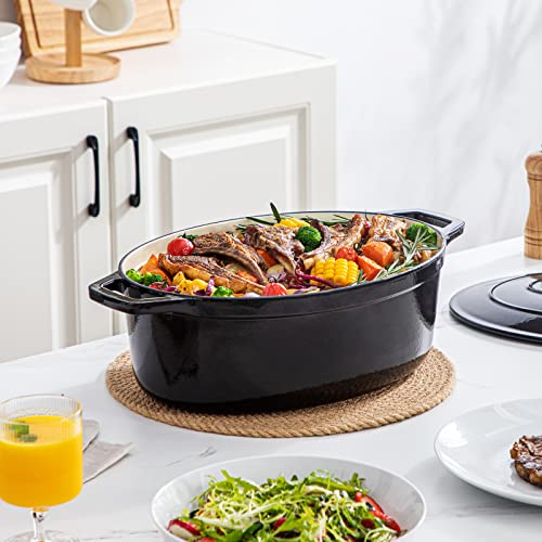 9.3 Qt Oval Enameled Cast Iron Dutch Oven with Lid