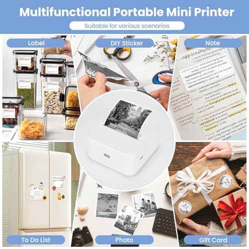 Sticker Printer with 4 Roll Paper Portable Thermal Inkless Printer