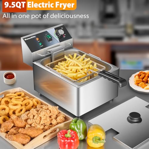 Electric Deep Fryer Commercial Deep Fryer With Basket 1800W Pounds Troperature Control and Timer Large capacity fryers for home use outdoor