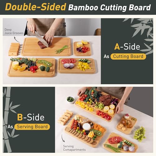 4 Packs Bamboo Cutting Board Set with Holder Over Sink Day Gifts Best Mama Mommy Bonus Busy Mom Ever Christmas Xmas Birthday Law Step Stepmom Stepmother Who Have Everything Good Unique Useful Present (4 Count)