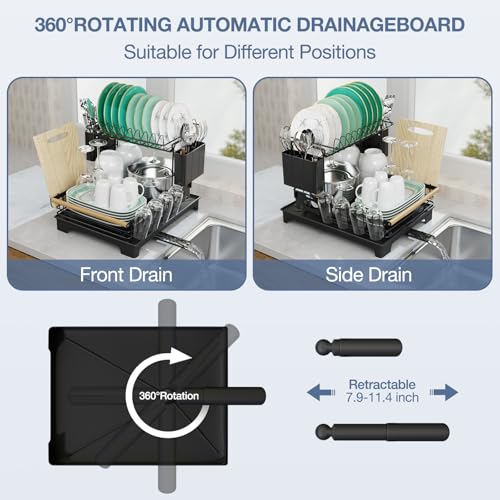 2 Tier Dish Rack Large Capacity Dish Drying Rack for Kitchen Counter Anti
