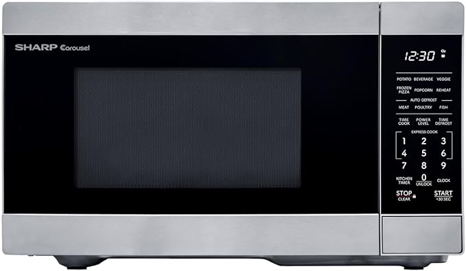 SHARP Countertop Microwave Oven with Removable 10.6" Carousel Turntable, 900 Watt, 0.9 Cubic Feet, Stainless Steel