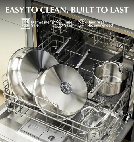 Stainless Steel Cookware Set 17 Piece with 5 Layer Base