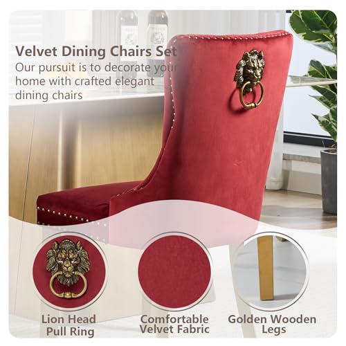 Burgundy Velvet Dining Chairs Set of 4 (4 Count)