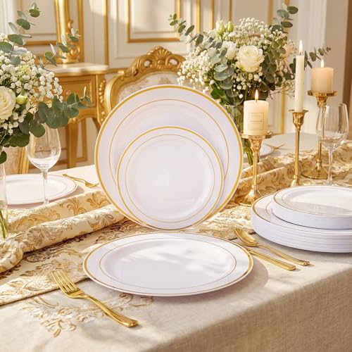 102 Pcs Gold Plastic Plates (51 Count)