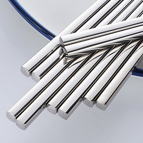 5 Pair Silver Stainless Steel Chopsticks