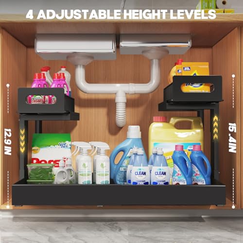 1 Pack Expandable Under Sink Organizers And Storage With Upgrade Ball (2 Compartments)