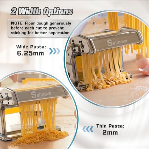 3-in-1 Pasta Maker with 9-Setting Pasta Roller & Cutters, Silver