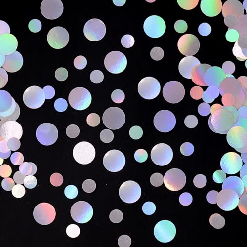 400PC Circle Dots Iridescent Confetti for Birthday Decorations Round Table Scatter for Wedding Baby Shower Bachelorette Bridal Shower Party Supplies (400 Count)