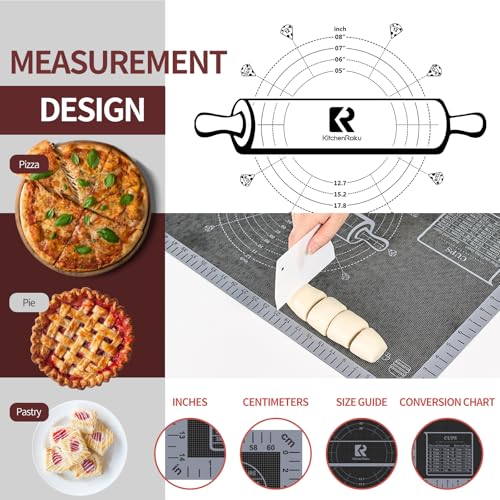 Silicone Pastry Mat Extra Large with Measurements 26''x16'' for Reusable