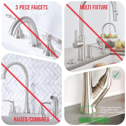Original SINKMAT 15in Faucet Splash Guard Extra Long Microfiber Sink Drip Catcher Mat Non Slip Countertop Protector Drying Pad Kitchen Bathroom RV Machine Washable [Moss Green]