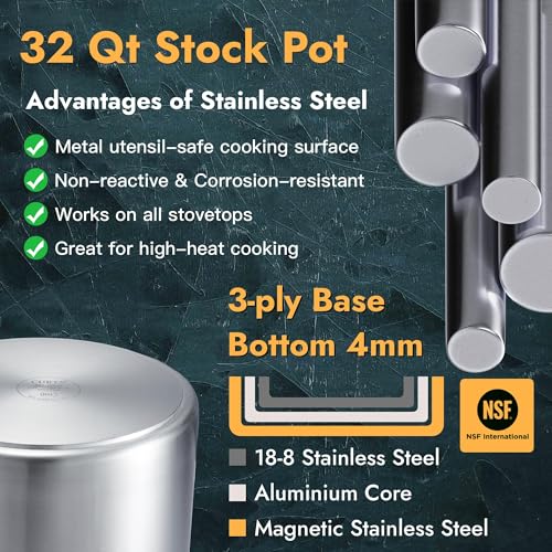 32 Quart Heavy Duty Stock Pot with Lid