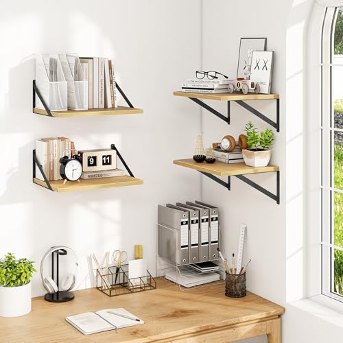 16W x 12D Deep Floating Shelves Set of 4 Oak (4 Count)