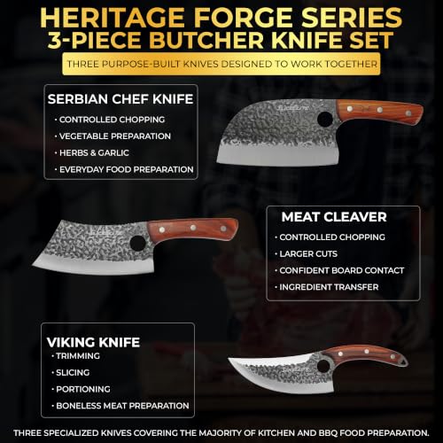 Hand Forged Professional Butcher Knife (3 Count)