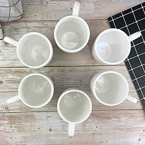 12 OZ White Ceramic Coffee Mugs Set of 6 (6 Count)