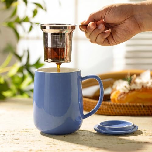 20 OZ Porcelain Tea Mug with Infuser and Lid