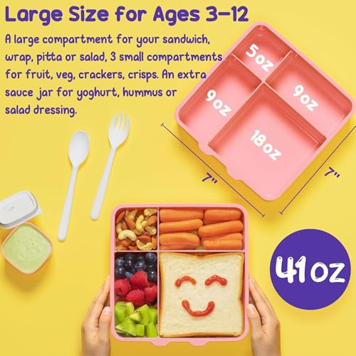Kids Bento Lunch Box with Toddler Insulated Water Bottle Lunch Bag