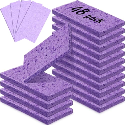 48 Pieces Compressed Wood Pulp Dish Sponges for Kitchen (48 Count)