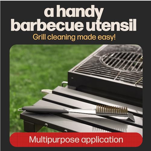 2-in-1 Pizza Oven Brush & Scraper | Dual-Purpose Pizza Stone Brush Scraper with Stainless Steel Head | Outdoor Oven Cleaning Accessories, Stone Cleaner, Essential Cooking Tools