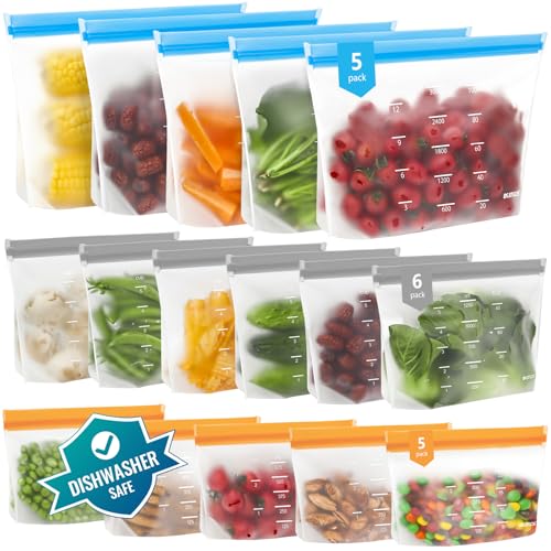 Dishwasher Safe Reusable Storage Bags Stand Up (16.01 Count)