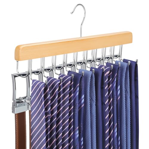 2 in 1 Belt Tie Hanger for Closet Max 30 Belts with 30 Ties Capacity