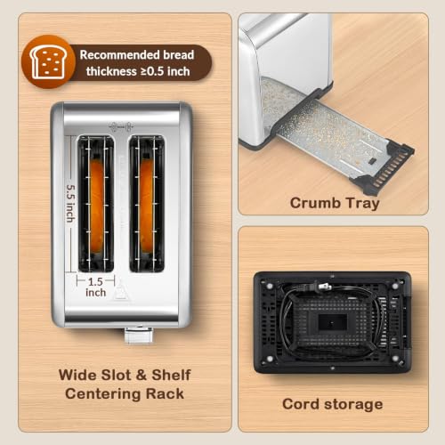 2 Slice Toaster Touch Screen 1.5" Wide Slot