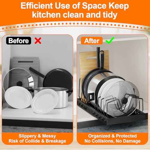 1 Pack 16.5" Deep Expandable Pots and Pans Organizer Under Cabinet