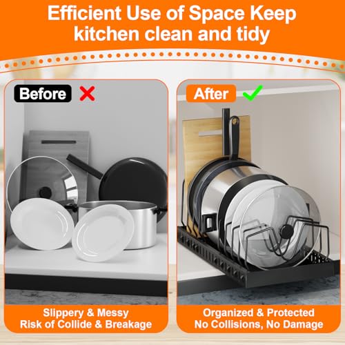 2 Pack 16.5" Deep Expandable Pots and Pans Organizer Under Cabinet (2 Count)