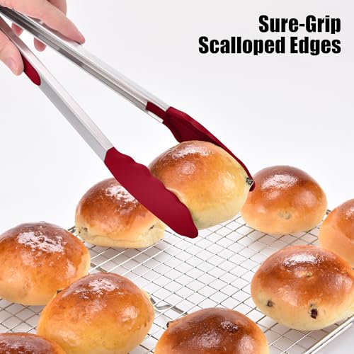 Kitchen Tongs with Silicone Tips for Cooking Serving