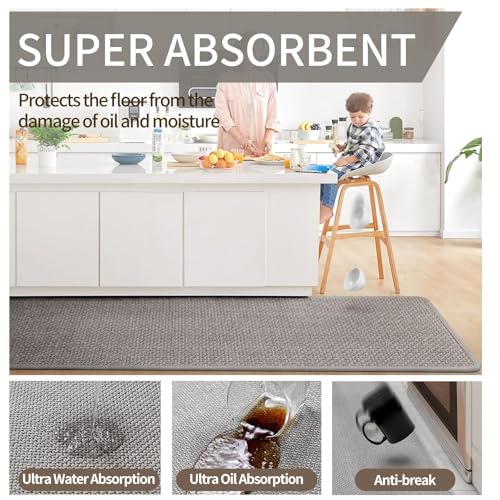 Extra Long Kitchen Runner Rugs Kitchen Mat Non Slip Gray 17"x95"