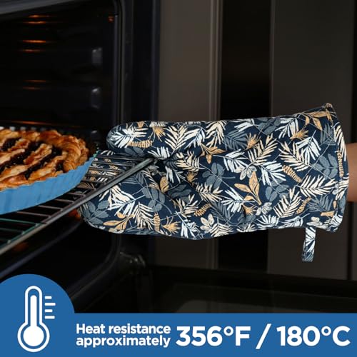 Oven Mitt Extra Long Cotton Cooking Kitchen Mitts with Non (2 Count)