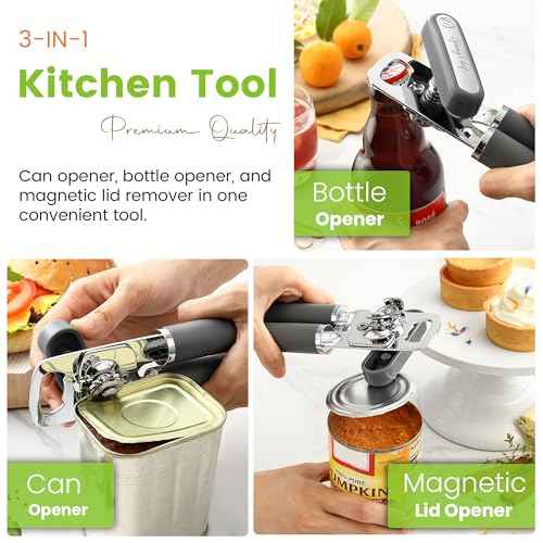Stainless Steel Manual Can Opener with Soft Grip Handles