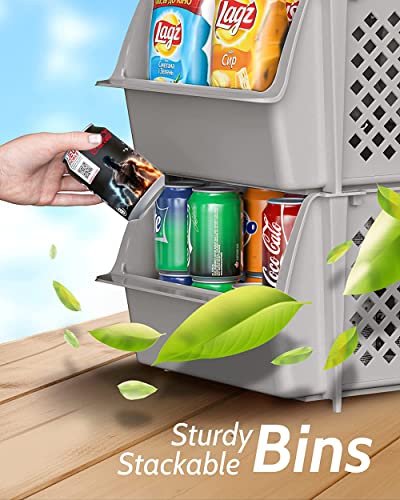 Stackable Storage Bins Open Front for Pantry Storage (4 Count)