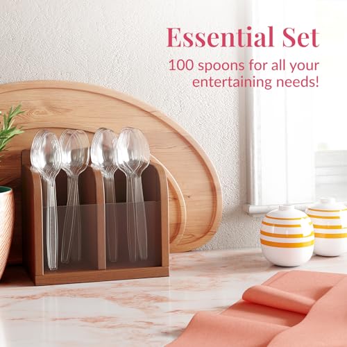 100 Pack Clear Plastic Spoons Bulk (100 Count)