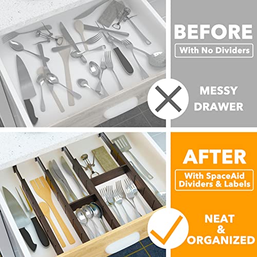 Bamboo Drawer Dividers with Inserts and Labels