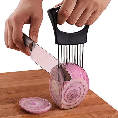 Onion Cut Tomato Slicer Lemon Handy Kitchen Slicing Tool With 10 Even Prongs For Onion Lemon Potato Tomato Slices And Can Be Used To Assist In Cutting Fish