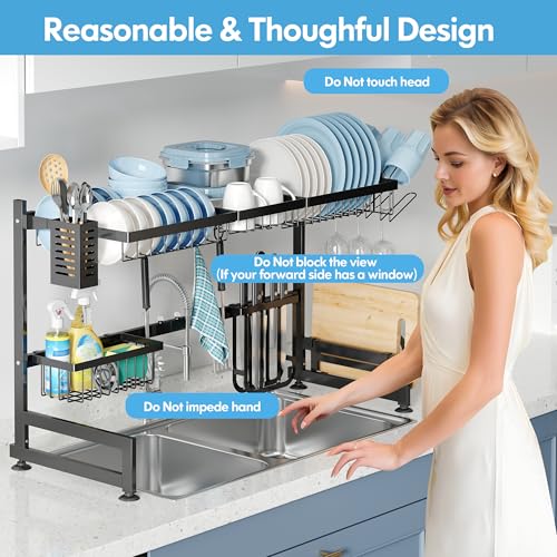 Over The Sink Dish Drying Rack with Utensil and Cup Holder