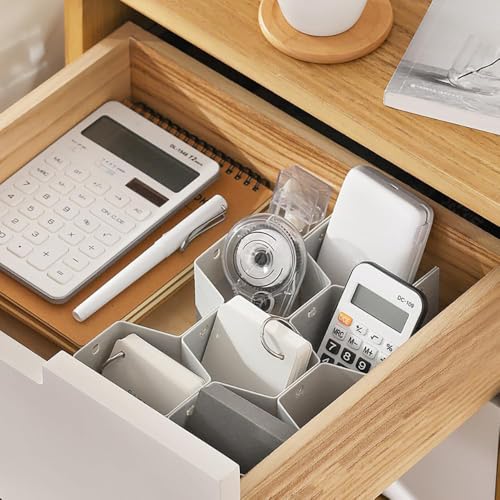 Drawer Divider Organizer Adjustable DIY Grid Honeycomb Drawer Divider for Underwear Belt Scarf Socks Gray (8 Count)