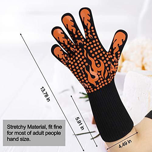 BBQ Gloves 1472 Degree F Heat Resistant Grilling Gloves Silicone Non (2 Count)