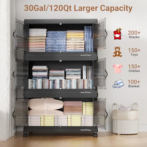 480Qt Stackable Storage Bins with 4 Lids (4 Count)