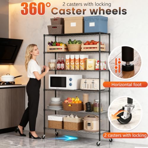 6 Tier Wire Storage Shelves with PP Shim