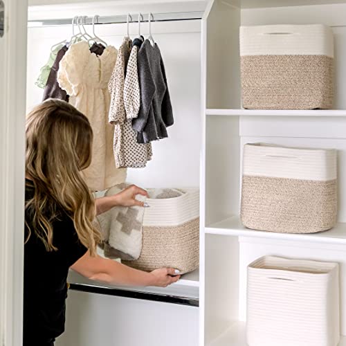 13 Inch Cube Storage Bins Cotton Rope Woven Baskets for Organizing 3 (3 Count)