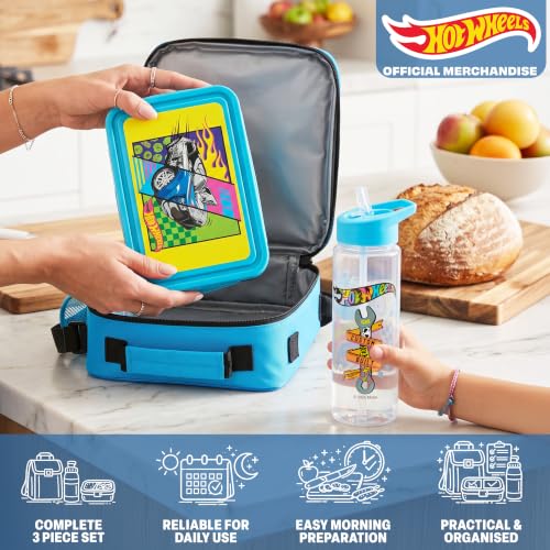 Hot Wheels Boys Lunch Box 3Pc Set (3 Count)